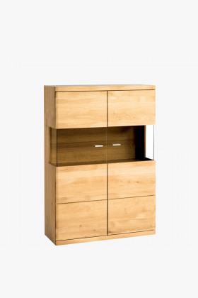 Vitrine aus Eiche mit Türen, geölt, 138x97x38 cm